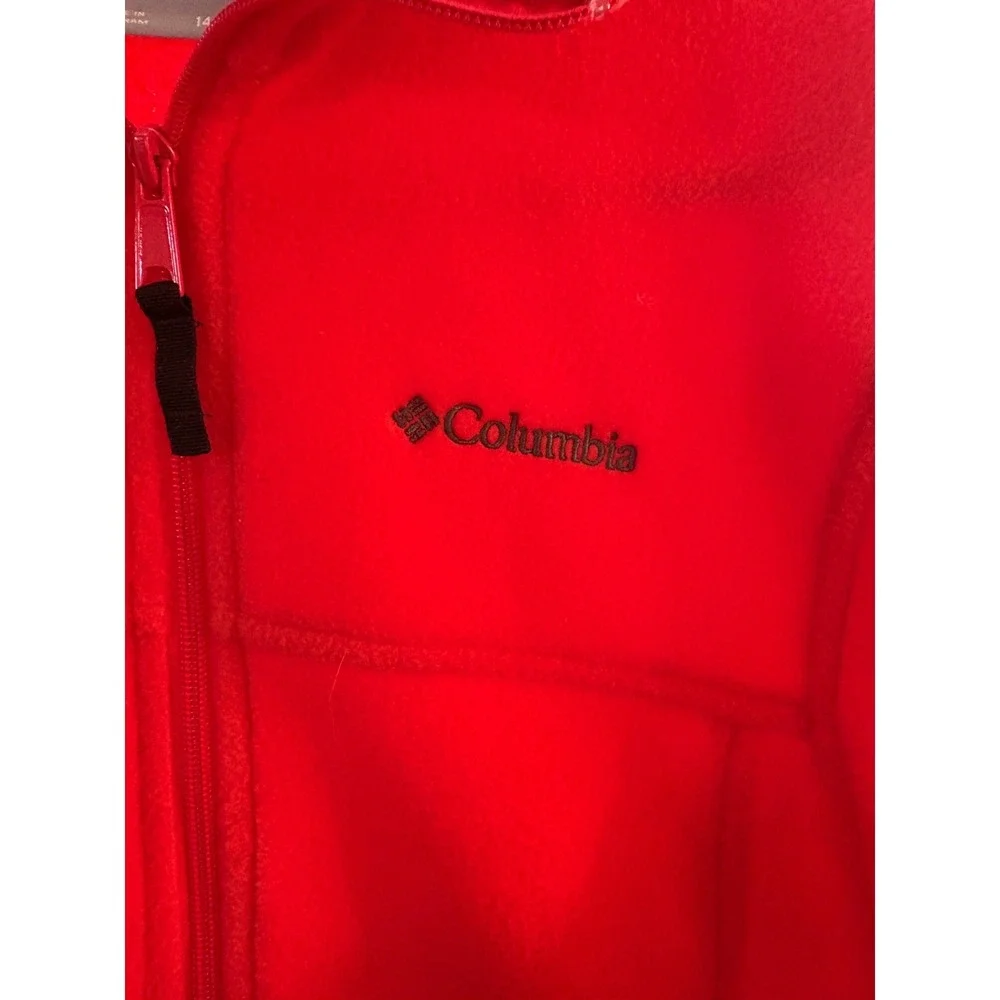 Columbia Fleece Jacket Red Full Zip Youth Girls 14 16 Outdoor Adventure‎